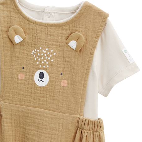 Ensemble barboteuse bloomer bébé en gaze de coton et t-shirt mini rêve Moutarde 4 - vertbaudet enfant 