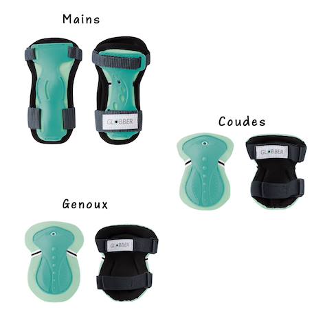 Set 3 protections enfant xs (coudes, genoux, poignets) Bleu marine+Bleu pastel+Rose+Rose pastel+Vert menthe 14 - vertbaudet enfant 