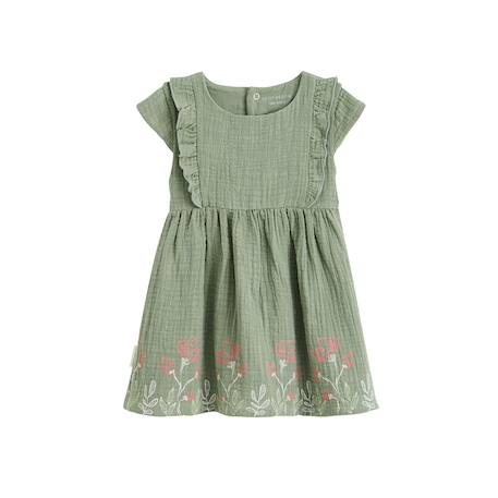 Robe enfant en gaze de coton anaelle Kaki 2 - vertbaudet enfant 