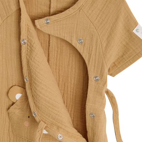 Barboteuse bébé en gaze de coton ouverture croisée mini rêve Moutarde 4 - vertbaudet enfant 