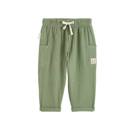 Pantalon enfant en gaze de coton gabin Vert 2 - vertbaudet enfant 