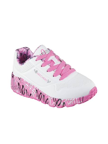 Baskets basses à lacets Blanc et rose+Noir multi 3 - vertbaudet enfant 