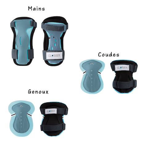 Set 3 protections enfant xs (coudes, genoux, poignets) Bleu marine+Bleu pastel+Rose+Rose pastel+Vert menthe 6 - vertbaudet enfant 