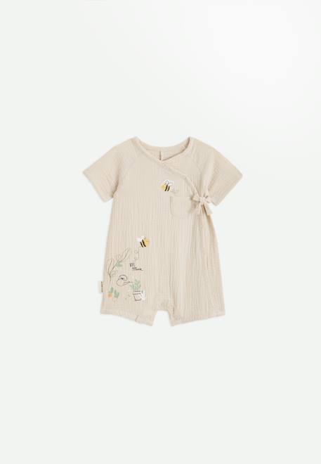 Barboteuse bébé en gaze de coton eden Beige 1 - vertbaudet enfant 