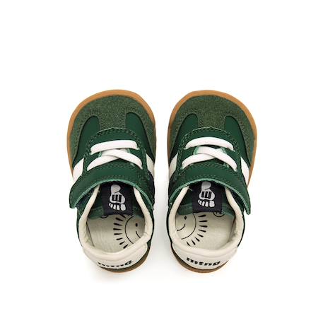 Sneakers garçon synthétique lacets- fermeture adhésive barefoot Vert foncé 6 - vertbaudet enfant 