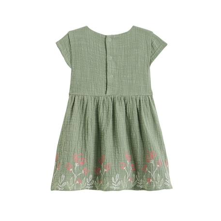 Robe enfant en gaze de coton anaelle Kaki 3 - vertbaudet enfant 