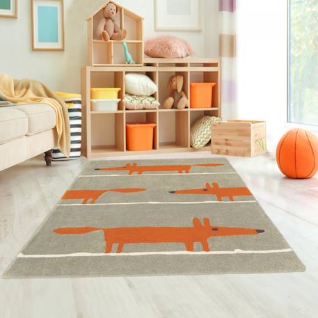 Tapis enfant mr fox en laine fait main Orange 1 - vertbaudet enfant 