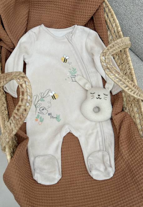 Bébé-Pyjama bébé en velours ouverture zippée eden