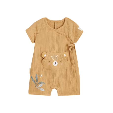 Barboteuse bébé en gaze de coton ouverture croisée mini rêve Moutarde 2 - vertbaudet enfant 