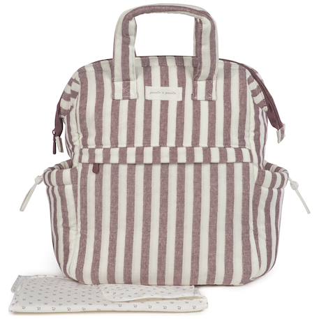 Sac à dos à langer en coton imperméable avec matelas à langer et attaches poussette Mauve 3 - vertbaudet enfant 