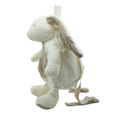 Sac à dos peluche en coton tricot animaux Écru+Gris 4 - vertbaudet enfant 