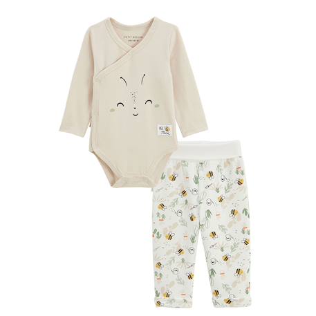 Ensemble body bébé et pantalon en molleton eden Beige 2 - vertbaudet enfant 