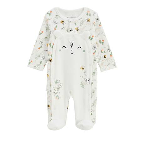 Pyjama bébé en velours ouverture pont eden Beige 2 - vertbaudet enfant 