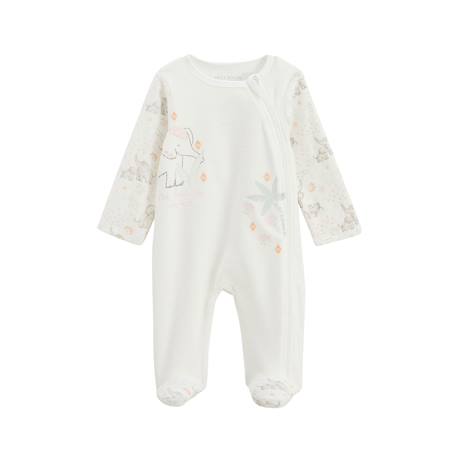 Pyjama bébé en velours ouverture zippée badian Ecru 2 - vertbaudet enfant 