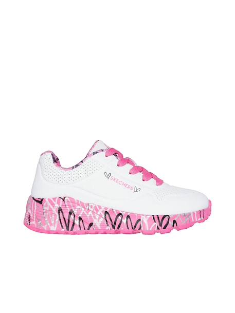 Baskets basses à lacets Blanc et rose+Noir multi 1 - vertbaudet enfant 