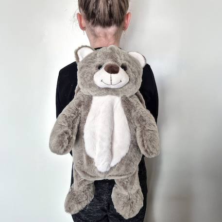 Sac à dos peluche pour enfant animaux Beige+Écru+Gris clair+Noir+Taupe+Vert de gris 22 - vertbaudet enfant 