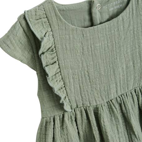 Robe enfant en gaze de coton anaelle Kaki 4 - vertbaudet enfant 
