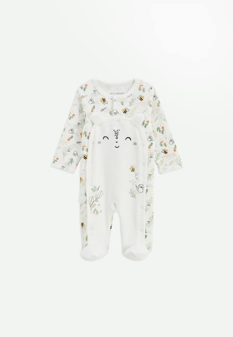 Pyjama bébé en velours ouverture pont eden Beige 1 - vertbaudet enfant 