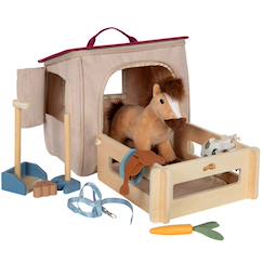 Jouet-Cheval avec écurie et accessoires