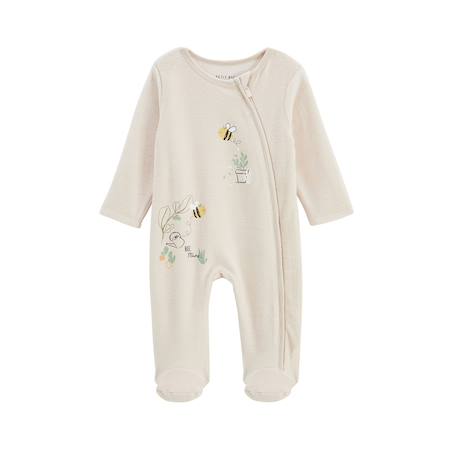 Pyjama bébé en velours ouverture zippée eden Beige 2 - vertbaudet enfant 