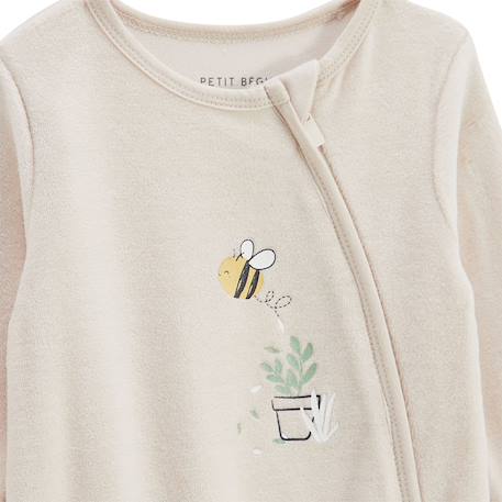 Pyjama bébé en velours ouverture zippée eden Beige 4 - vertbaudet enfant 
