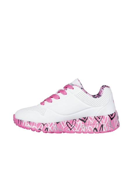 Baskets basses à lacets Blanc et rose+Noir multi 2 - vertbaudet enfant 