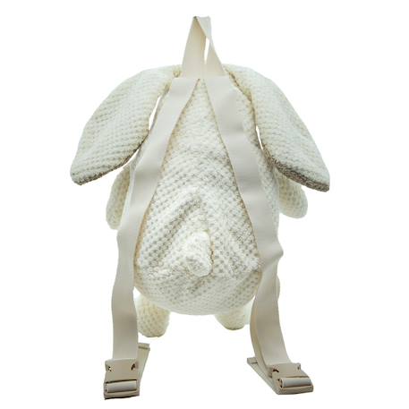 Sac à dos peluche en coton tricot animaux Écru+Gris 3 - vertbaudet enfant 
