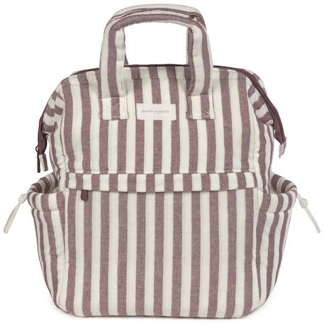 Sac à dos à langer en coton imperméable avec matelas à langer et attaches poussette Mauve 1 - vertbaudet enfant 