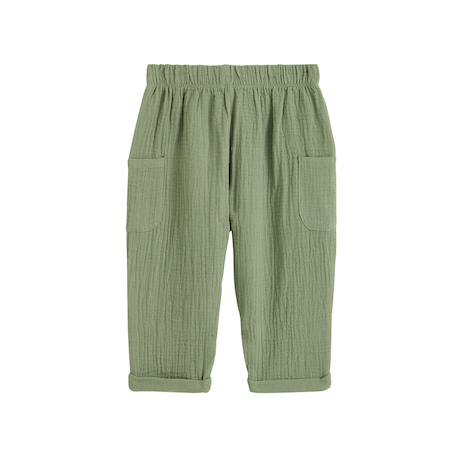 Pantalon enfant en gaze de coton gabin Vert 3 - vertbaudet enfant 