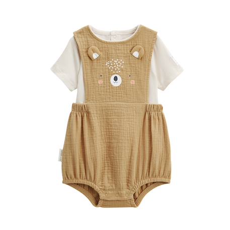 Ensemble barboteuse bloomer bébé en gaze de coton et t-shirt mini rêve Moutarde 2 - vertbaudet enfant 