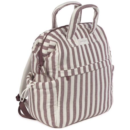Sac à dos à langer en coton imperméable avec matelas à langer et attaches poussette Mauve 6 - vertbaudet enfant 