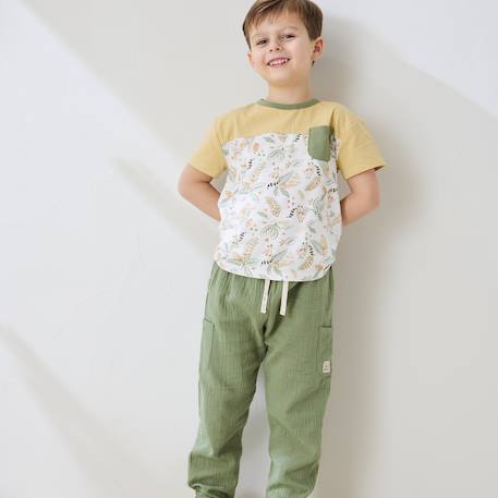 Pantalon enfant en gaze de coton gabin Vert 6 - vertbaudet enfant 