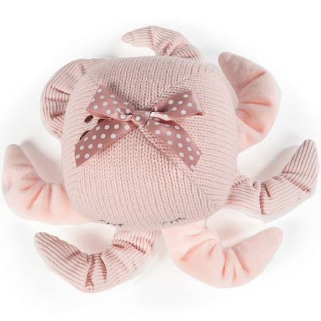 Doudou bébé en tricot et velours avec nœud – Dès la naissance Rose, blanc 2 - vertbaudet enfant 