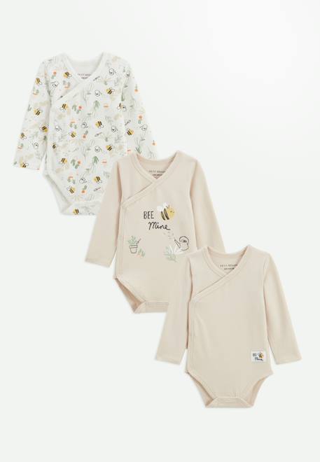 Bébé-Lot de 3 bodies bébé manches longues ouverture croisée eden