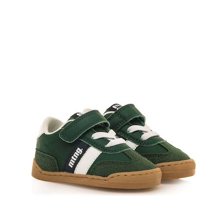 Sneakers garçon synthétique lacets- fermeture adhésive barefoot Vert foncé 5 - vertbaudet enfant 