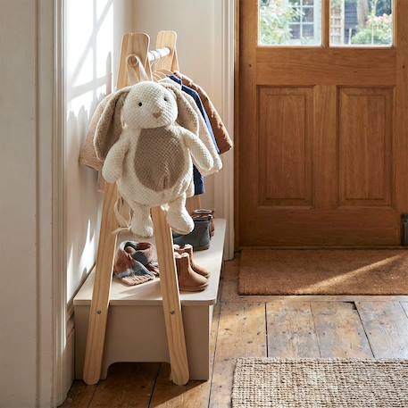 Sac à dos peluche en coton tricot animaux Écru+Gris 2 - vertbaudet enfant 