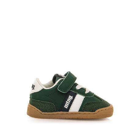 Sneakers garçon synthétique lacets- fermeture adhésive barefoot Vert foncé 1 - vertbaudet enfant 