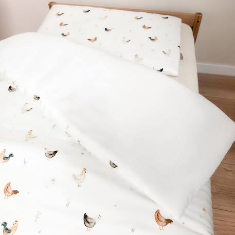 Couette et oreiller enfant - prêt à dormir gallina Écru – motif poules champêtre 4 - vertbaudet enfant 