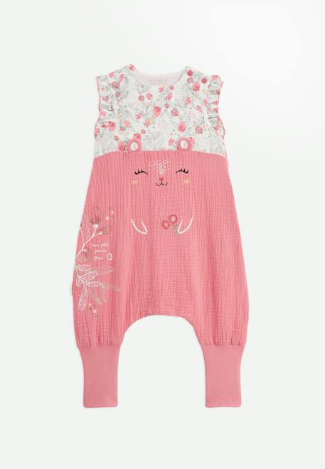 Turbulette été en gaze de coton avec pieds retroussables anaelle Rose 1 - vertbaudet enfant 