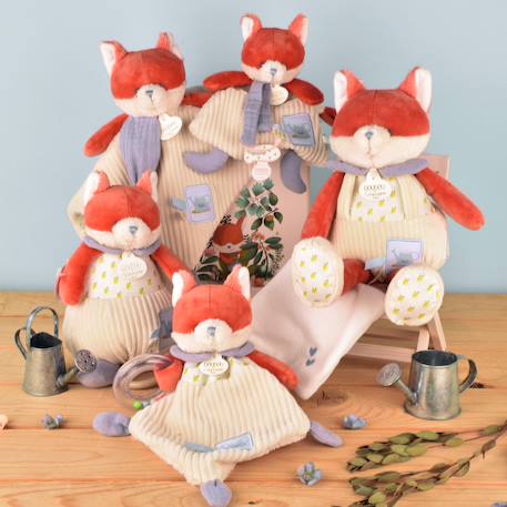 Doudou attache-sucette renard en velours et coton – Dès la naissance Orange, bleu, blanc 2 - vertbaudet enfant 