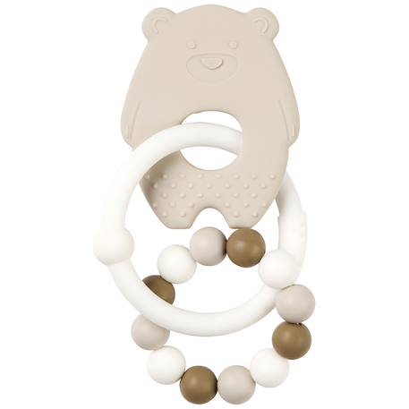 Anneau de dentition ours en silicone souple texturé – Dès la naissance Beige, blanc, marron 1 - vertbaudet enfant 