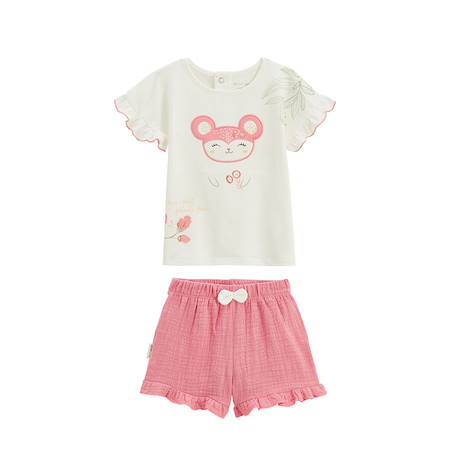 Ensemble enfant t-shirt et short en gaze de coton anaelle Rose 2 - vertbaudet enfant 