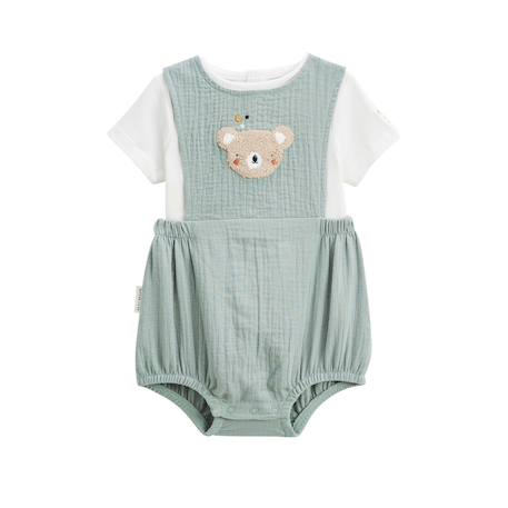 Ensemble barboteuse bloomer bébé en gaze de coton et t-shirt mini rêve Vert 2 - vertbaudet enfant 