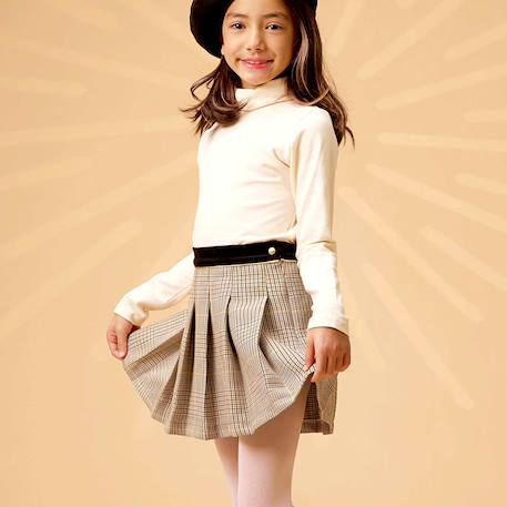 Jupe plissée   à carreaux tartan  london Marron beige jaune 4 - vertbaudet enfant 