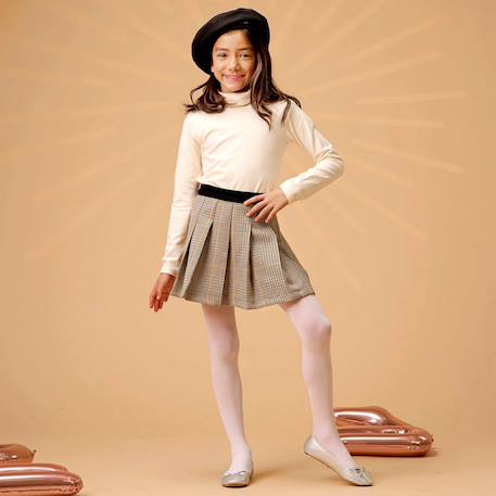 Jupe plissée   à carreaux tartan  london Marron beige jaune 5 - vertbaudet enfant 