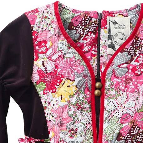 Robe fleurie   et velours   margot Marron rouge 2 - vertbaudet enfant 