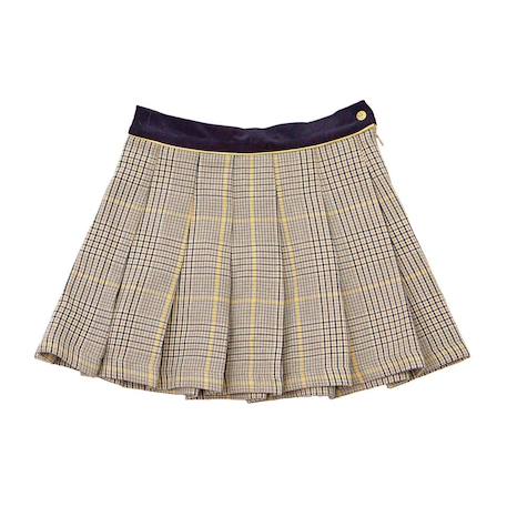 Jupe plissée   à carreaux tartan  london Marron beige jaune 3 - vertbaudet enfant 