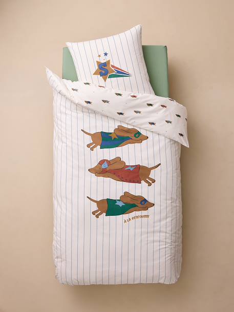 Parure housse de couette et taie d'oreiller rayé bleu 4 - vertbaudet enfant 