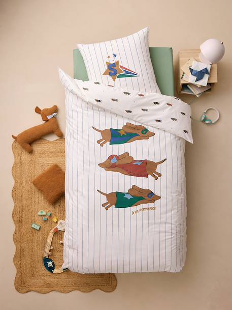 Parure housse de couette et taie d'oreiller rayé bleu 3 - vertbaudet enfant 