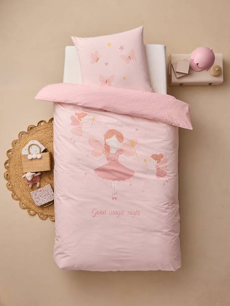 Parure housse de couette et taie d'oreiller rose pâle 3 - vertbaudet enfant 